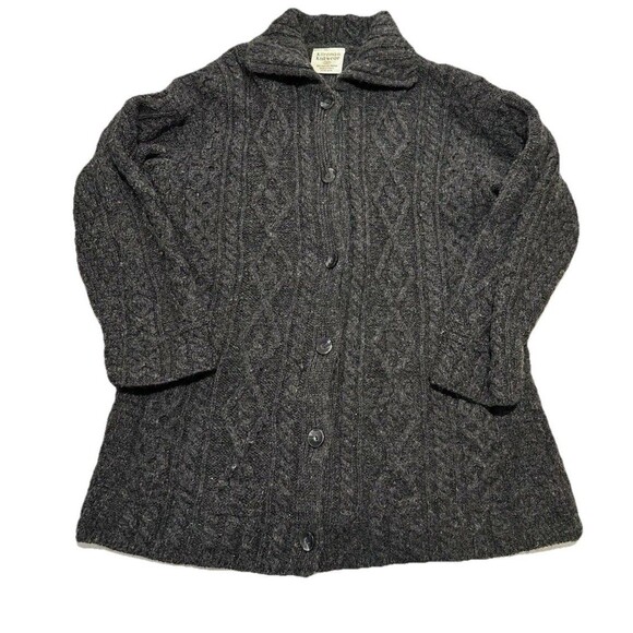 Women's Gray Cable wool Cardigan - Picture 1 of 8
